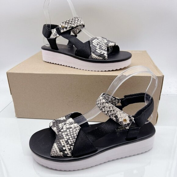 Kate Spade Dotty Platform Embossed Snakeskin Print Sandals Black White 36.5 US 6 - Picture 3 of 12
